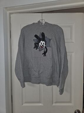 Disney 100 Oswald the Lucky Rabbit Hoodie Gray Adult Size L Front Back Graphic